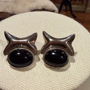 Vintage Sterling and Onxy Statement Earrings
